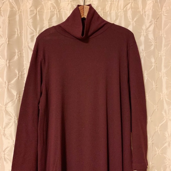 American Eagle Dress Burgundy Soft Swing Knit Mock Neck - Picture 3 of 10